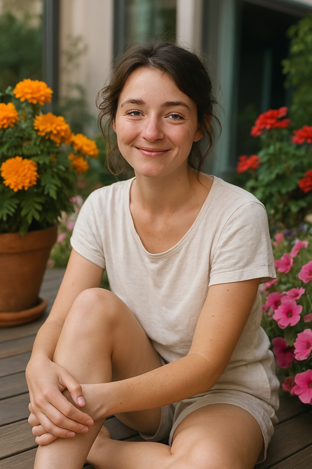 Karolina Piłat na tarasie bez makijażu